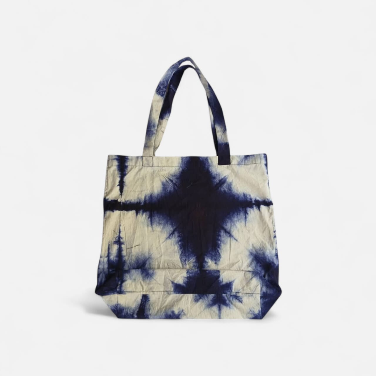 Sac de courses Pagne Batik Indigo Croix